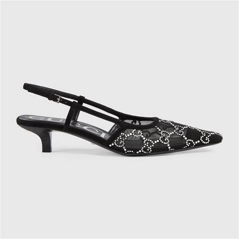 gucci crystal mesh shoes|Gucci crystal slingbacks.